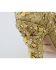 Dolce & Gabbana Gold Floral Crystal Embellished Pumps
