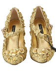 Dolce & Gabbana Gold Floral Crystal Embellished Pumps