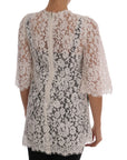 Dolce & Gabbana Elegant White Lace Embellished Mini Blouse