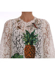 Dolce & Gabbana Elegant White Lace Embellished Mini Blouse