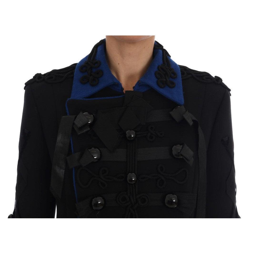 Dolce & Gabbana Chic Black & Blue Short Trench Jacket