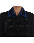 Dolce & Gabbana Chic Black & Blue Short Trench Jacket