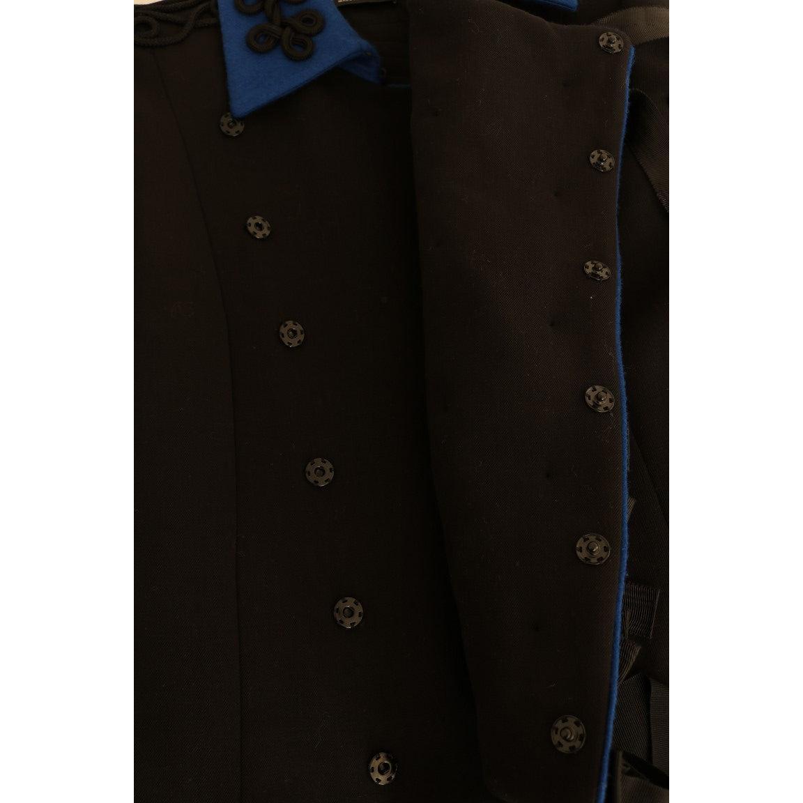 Dolce & Gabbana Chic Black & Blue Short Trench Jacket