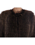 Dolce & Gabbana Elegant Brown Raccoon Fur Knee-Length Coat