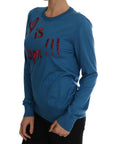 Dolce & Gabbana Blue Silk Sequined Capri Pullover Sweater