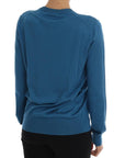 Dolce & Gabbana Blue Silk Sequined Capri Pullover Sweater