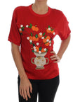 Dolce & Gabbana Red Silk Floral Embroidered Elegance Top