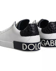 Dolce & Gabbana White Leather Logo Portofino Sneaker Shoes