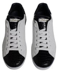 Dolce & Gabbana White Leather Logo Portofino Sneaker Shoes