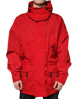 Dolce & Gabbana Red Nylon Hooded Men Full Zip Parka Jacket