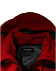 Dolce & Gabbana Red Nylon Hooded Men Full Zip Parka Jacket