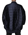 Dolce & Gabbana Dark Blue Quilted Full Zip Bomber Jacket