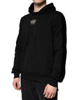 Dolce & Gabbana Black Crown Cotton Hooded Sweatshirt Sweater