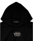 Dolce & Gabbana Black Crown Cotton Hooded Sweatshirt Sweater