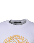 Versace White Medusa Embroidery Crew Neck Pullover Sweater