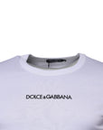 Dolce & Gabbana White Logo Crew Neck Cotton Pullover Sweater