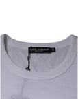 Dolce & Gabbana White Logo Crew Neck Cotton Pullover Sweater