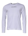 Dolce & Gabbana White Logo Crew Neck Cotton Pullover Sweater