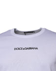 Dolce & Gabbana White Logo Crew Neck Cotton Pullover Sweater