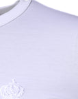 Dolce & Gabbana White Crown Crew Neck Cotton Pullover Sweater