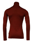 Dolce & Gabbana Red Cotton Turtleneck Men Pullover Sweater