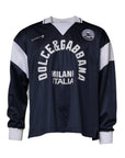 Dolce & Gabbana Blue Logo Jersey Collared Pullover Sweater