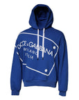 Dolce & Gabbana Blue Logo Print Hooded Sweatshirt Sweater