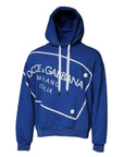 Dolce & Gabbana Blue Logo Print Hooded Sweatshirt Sweater