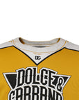 Dolce & Gabbana Yellow Logo Jersey Crewneck Pullover Sweater