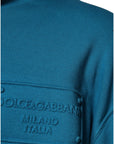 Dolce & Gabbana Blue Logo Cotton Hooded Sweatshirt Sweater