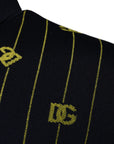 Dolce & Gabbana Black Monogram Mock Neck Pullover Sweater
