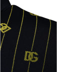 Dolce & Gabbana Black Monogram Mock Neck Pullover Sweater