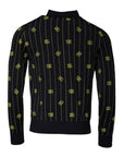 Dolce & Gabbana Black Monogram Mock Neck Pullover Sweater