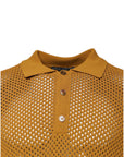 Dolce & Gabbana Brown Perforated Collared Short Sleeves T-shirt