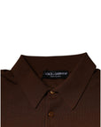 Dolce & Gabbana Brown Cashmere Buttoned Men Pullover Sweater