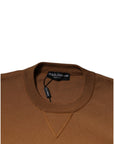 Dolce & Gabbana Brown Logo Plaque Crew Neck Pullover Sweater