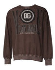 Dolce & Gabbana Brown Logo Print Crew Neck Pullover Sweater