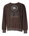 Dolce & Gabbana Brown Logo Print Crew Neck Pullover Sweater
