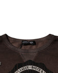Dolce & Gabbana Brown Logo Print Crew Neck Pullover Sweater