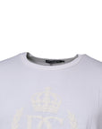 Dolce & Gabbana White Logo Embossed Cotton Crewneck T-shirt