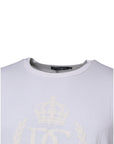 Dolce & Gabbana White Logo Embossed Cotton Crewneck T-shirt