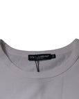 Dolce & Gabbana White Logo Embossed Cotton Crewneck T-shirt