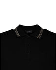 Versace Black Viscose Collared Polo Short Sleeves T-shirt