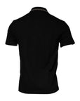Versace Black Viscose Collared Polo Short Sleeves T-shirt