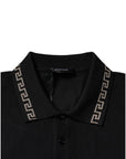 Versace Black Viscose Collared Polo Short Sleeves T-shirt