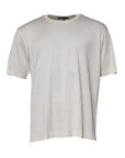 Dolce & Gabbana Off White Silk CrewNeck Short Sleeve T-shirt