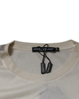 Dolce & Gabbana Off White Silk CrewNeck Short Sleeve T-shirt