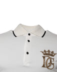 Dolce & Gabbana Off White Crown Cotton Collared Polo T-shirt