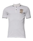 Dolce & Gabbana Off White Crown Cotton Collared Polo T-shirt