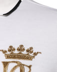 Dolce & Gabbana Off White Crown Cotton Collared Polo T-shirt